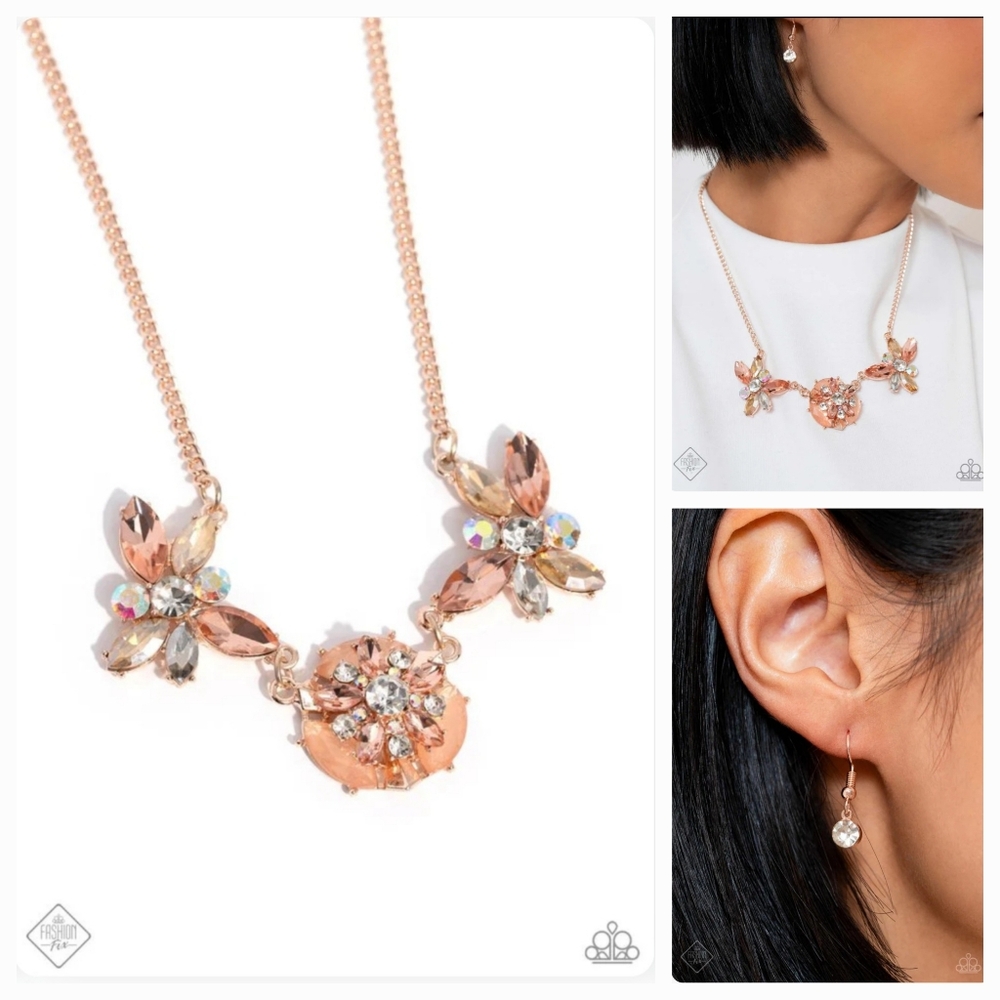 SOFT-HEARTED SERIES ROSE GOLD NECKLACE/EARRING SET